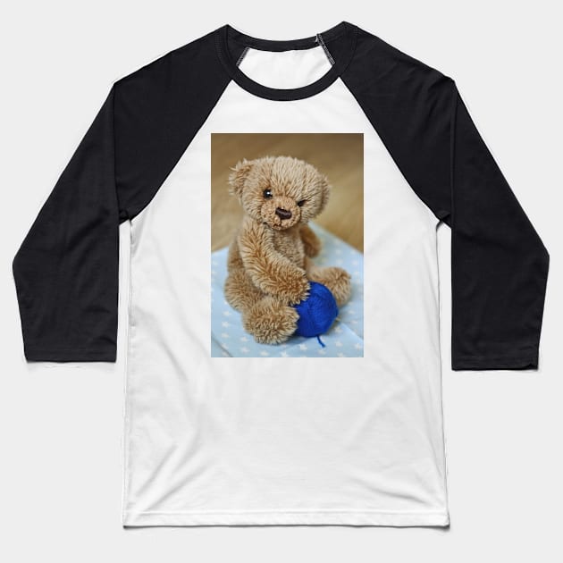 Baby Bear Playing with Some Wool Baseball T-Shirt by Furtographic